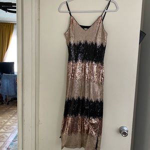 Gold Champagne Black Sequin Dress
